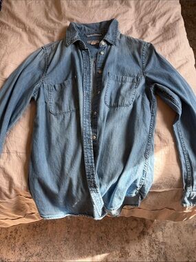 Light Blue Denim Button-Up Shirt